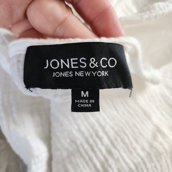 Jones & Co Jones New York White Gauzy Blouse Women's Medium Boho Minimalist - Picture 8 of 12
